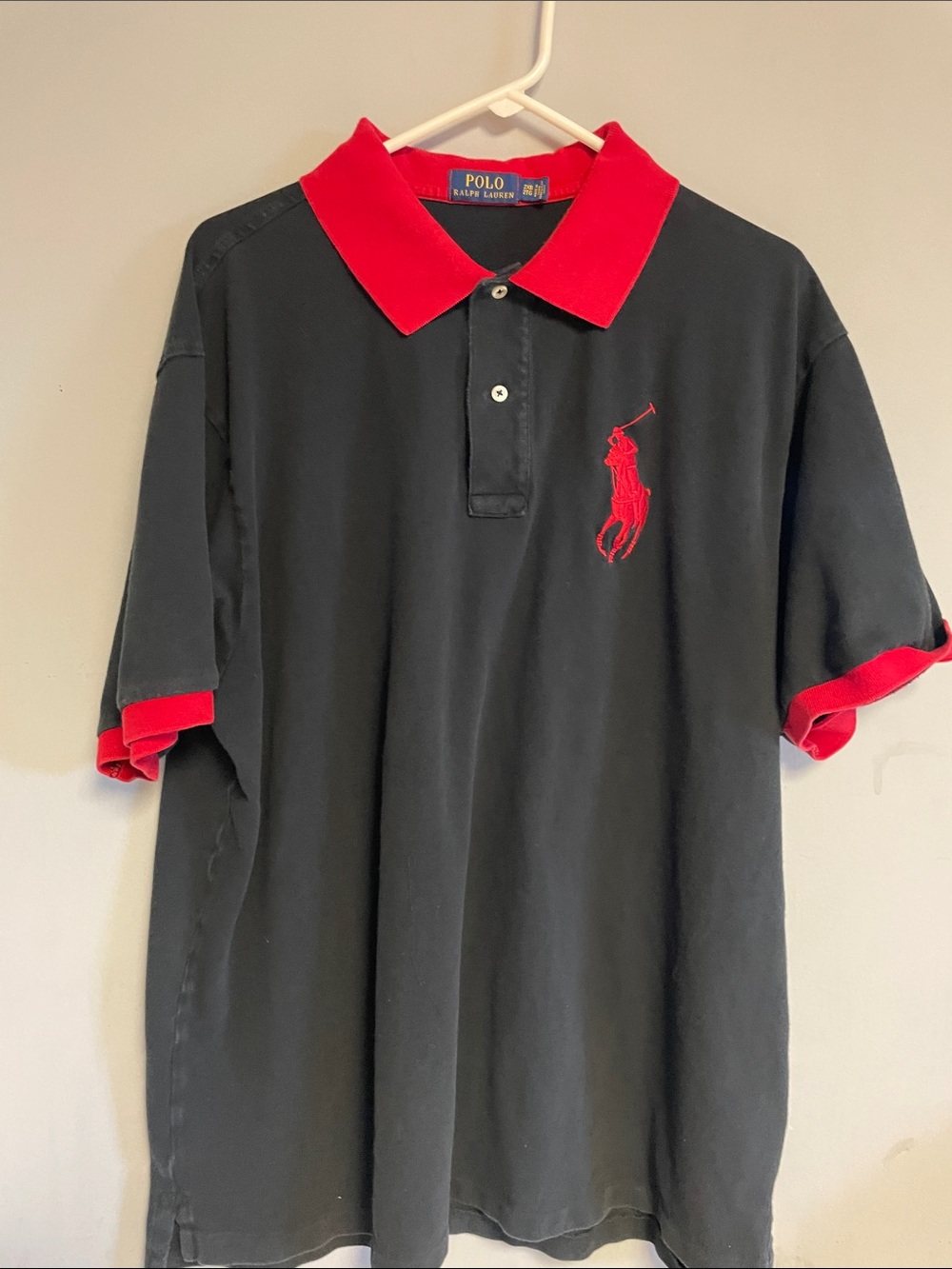 Polo by Ralph Lauren Black Polo with Red Collar & Trim